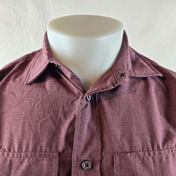 Vertx Tactical Shirt Mens Small Snap Button Front Shirt Burgundy Utility Stretch - Picture 2 of 8